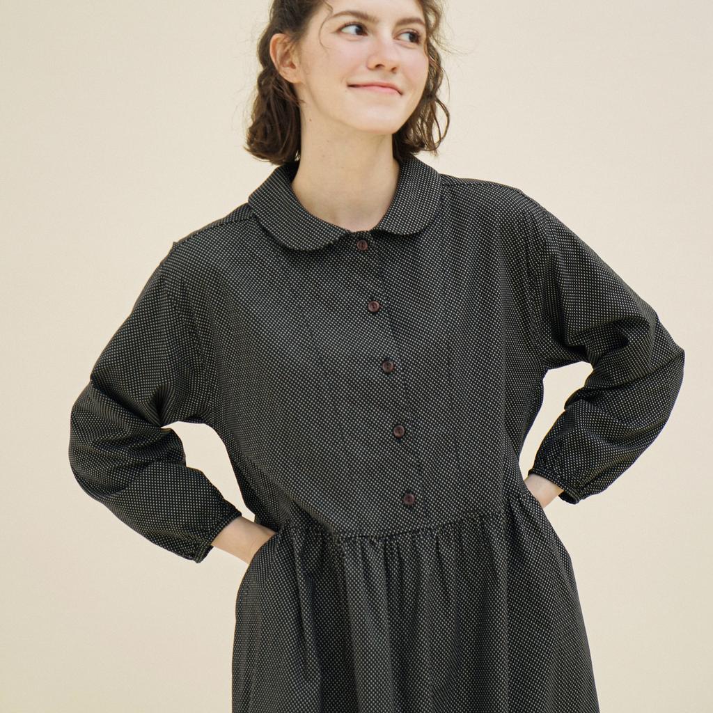 Chikita Puff Sleeve Dress (Dot Cotton) Black 233201Obk