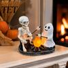 Halloween Atmosphere Light Skeleton And Ghost Bonfire Night Lamp, Campfire Flickering Table Battery Operated Cute Spooky Roasting Marshmallow