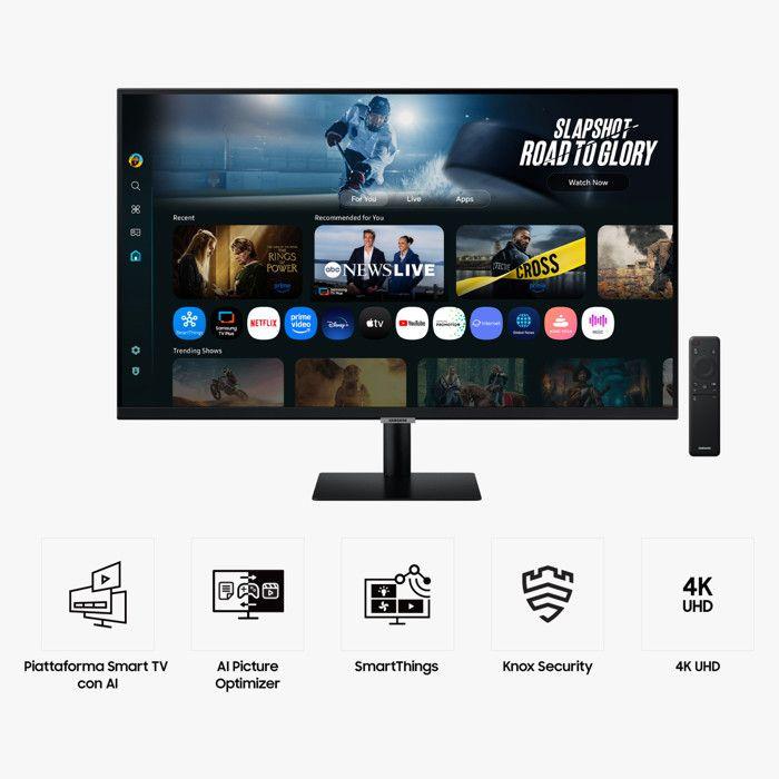 Samsung Monitor Smart M7 M70F 32" UHD 4K Black with Gaming Hub and Workspace USB-C