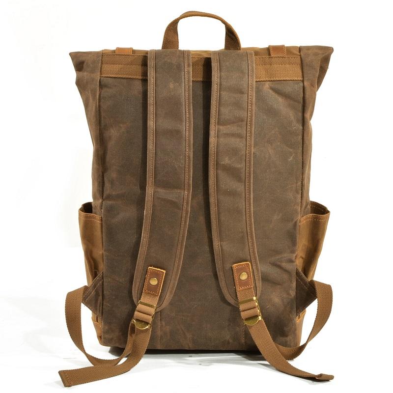 Luxury Backpack Men Oil Wax Canvas With Cowhide Leather Laptop Bag High Quality Trendy Travel Bagpack Waterproof Retro Daypacks