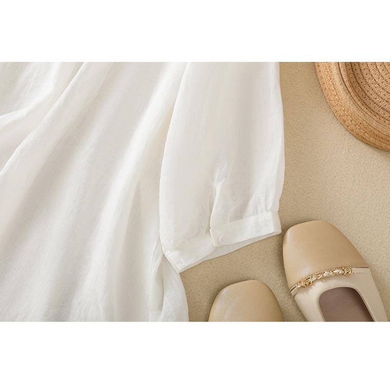 Летняя литература свободная однотонная рубашка с вышитым цветочным узором и короткими рукавами женская рубашка верх блузки и рубашки