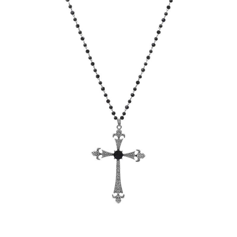 Cross Pendant Necklace For Women Men With Alloy Chain Stylish Autumn Winter Accessory