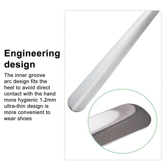 42CM Stainless Steel Shoe Horn Ergonomic Long Handle Pregnant Women Men Kids Seniors Boots Casual Sports Shoe Lifter Helper Long Dressing Stick Aid