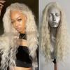 Platinum Blonde Deep Curly Wave Wig 13x4 Synthetic Lace Front Wig for Women Glueless Heat Resistant Fiber Hair Daily Use Cosplay