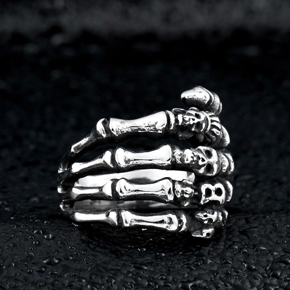 Vintage Hand Bone Hip Hop Skull Rings Gothic Punk Rings