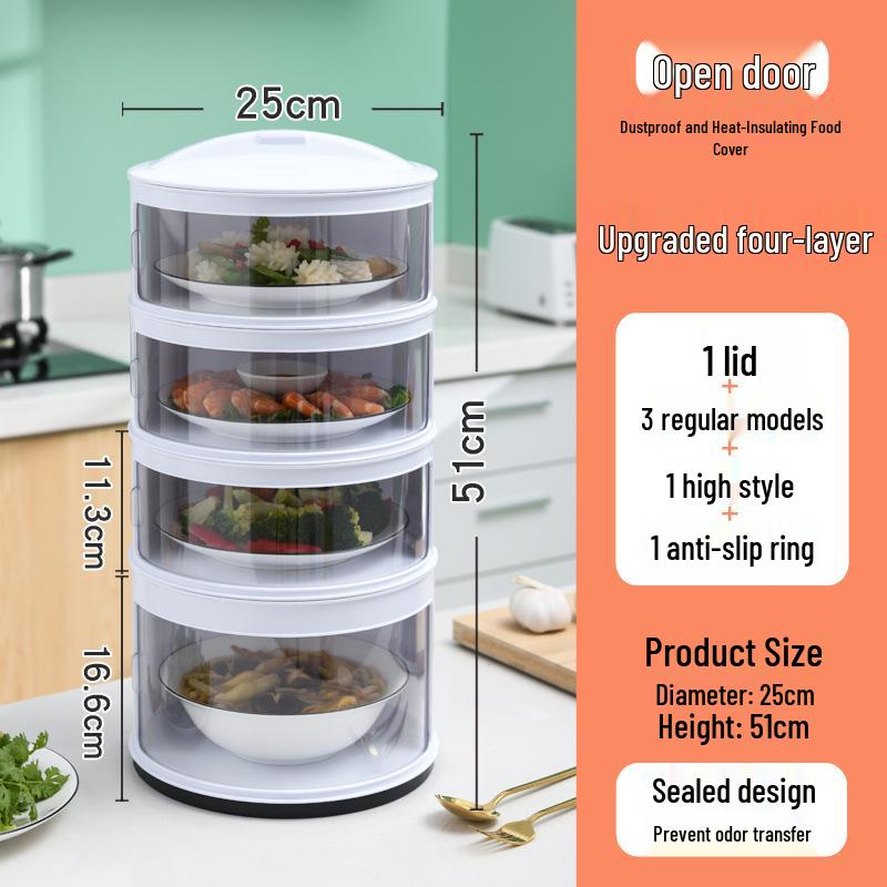 Многослойная утепленная крышка для еды: Пыленепроницаемый, сохраняющий свежесть пластиковый контейнер для хранения остатков