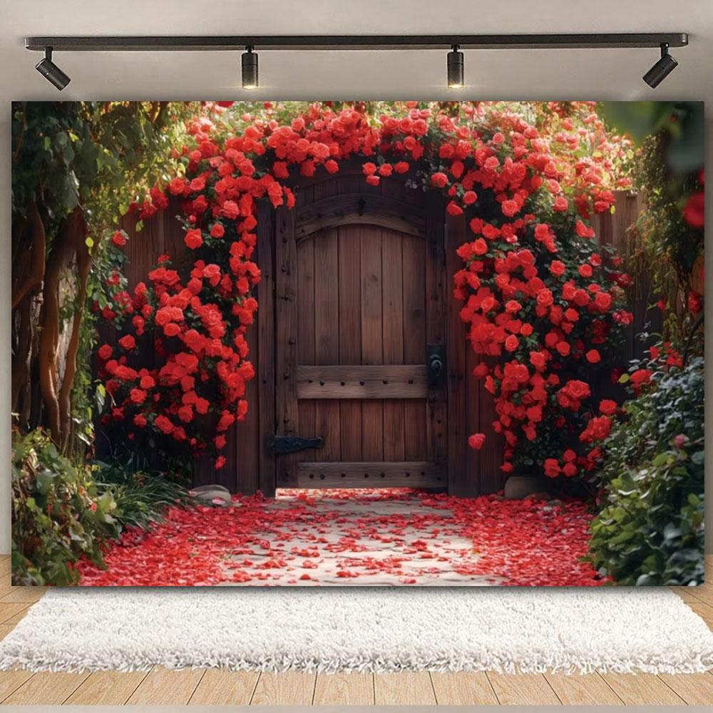 February 14 Valentine's Day Backdrop Romantic Valentine Scenes Red Love Heart Floral Wedding Portrait Photography Backgr 644