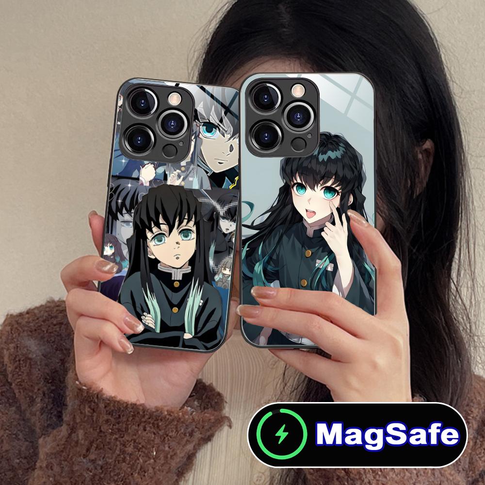 Demon Slayer Muichiro Phone Case for iPhone 16 15 14 13 12 11 Pro Max Plus Mini MagSafe Glass Colour Printing Cover Smartphone
