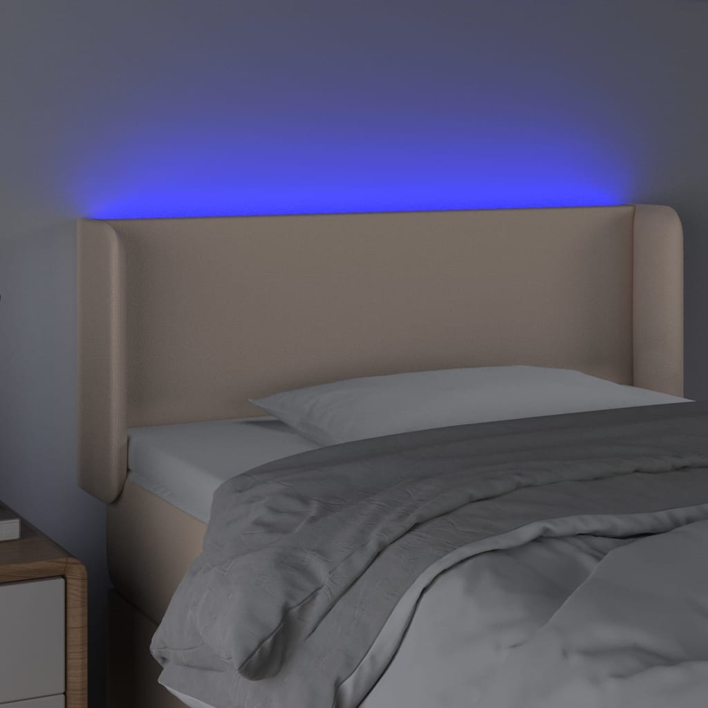 LED Headboard Cappuccino Brown 103 x 16 x 78 88 cm Faux Leather