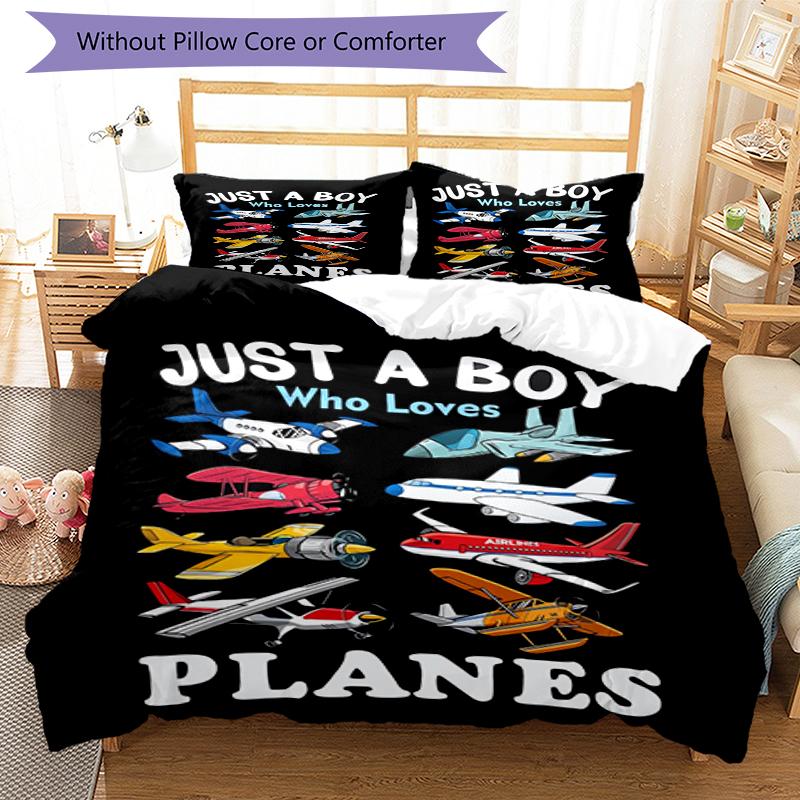3pcs Airplane Bedding Set Duvet Cover Closure Includes 1 Duvet Cover & 2 Pillowcases, Soft and Comfortable for All Seasons.
