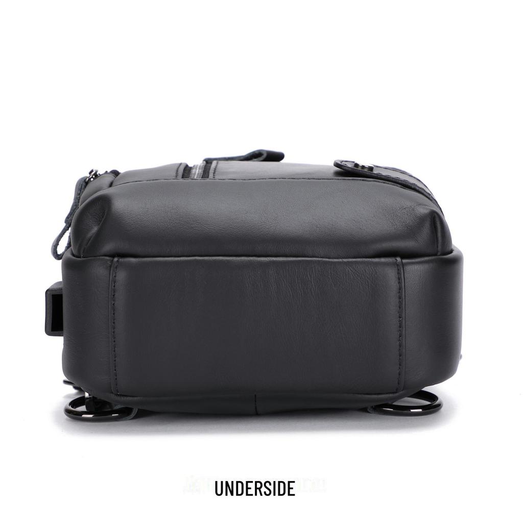 Genuine Leather Men's USB Charging Chest Bag - Business Casual Single Shoulder Messenger Bag