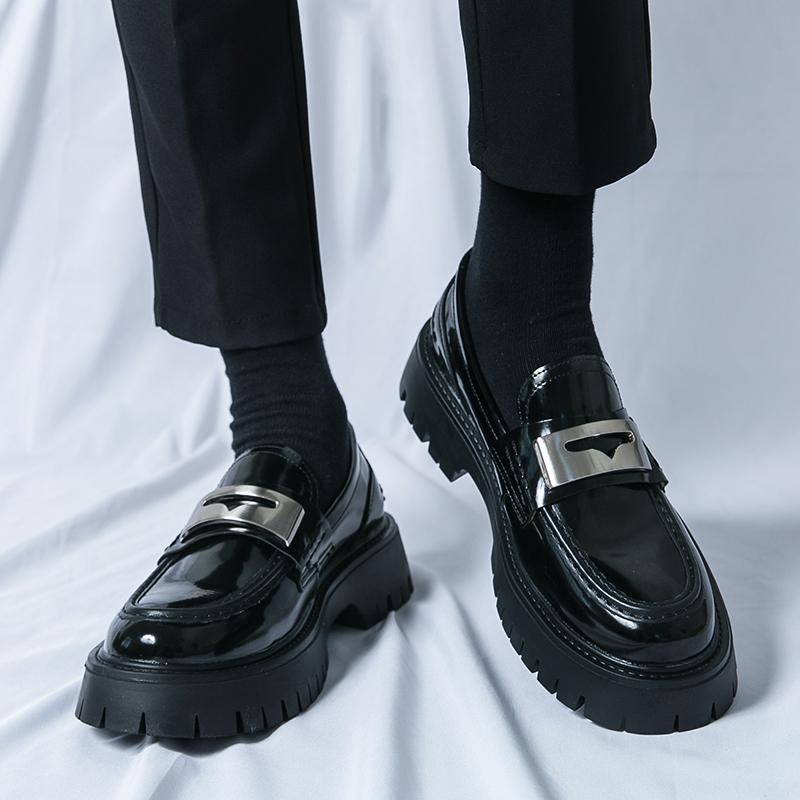 Мужские кожаные туфли на толстой подошве дизайнерского стиля Формальные Вечеринка Бизнес Офис Уличная трендовая взрослая обувь 38-46 Черный Горячий