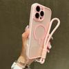 Прозрачный матовый чехол с ремешком на запястье для Magsafe для iPhone 17 16 15 14 Plus 13 12 11 Pro Max Контрастный шнурок Магнитная крышка