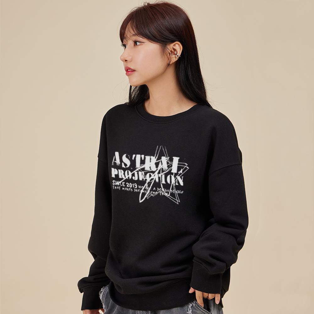 ASTRAL PROJECTION Vintage Lettering Loose Fit Sweatshirt_Black