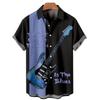 Men's Music Guitar Print Shirts Rock Hip Hop 2023 Men's Clothing Short Sleeve Beach Shirt Outdoor Street Social Vintage Shirt