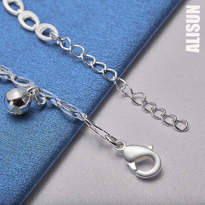 925 Sterling Silver Pearl Ball Clock Chain Bracelet Fashionable Wedding Jewelry