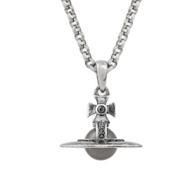 VIVIENNE WESTWOOD Небольшой кулон-шар Мужская цепочка Серебристый Ночно-серый 8053195237623
