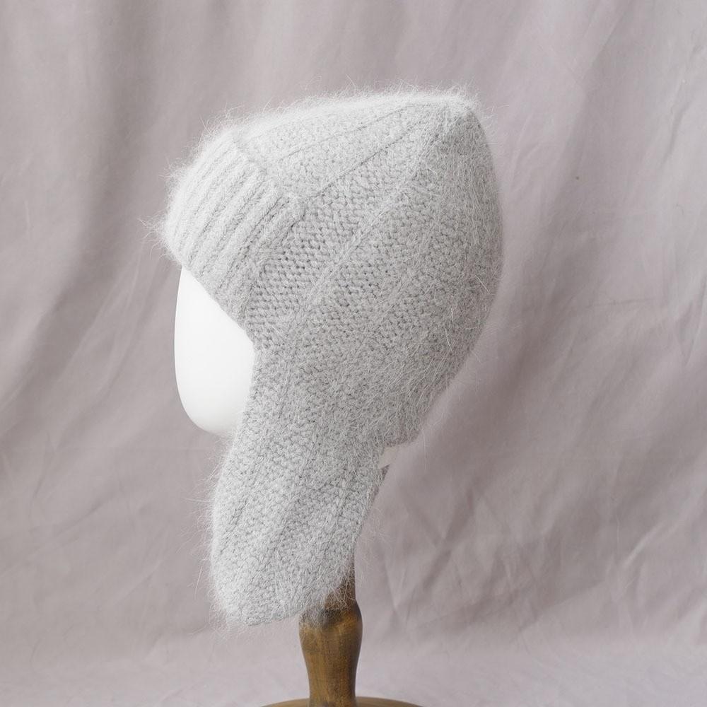 Rabbit Fur Angora Knitted Hat Soft Skullies Beanies Cozy Woman Knit Cap Winter Season