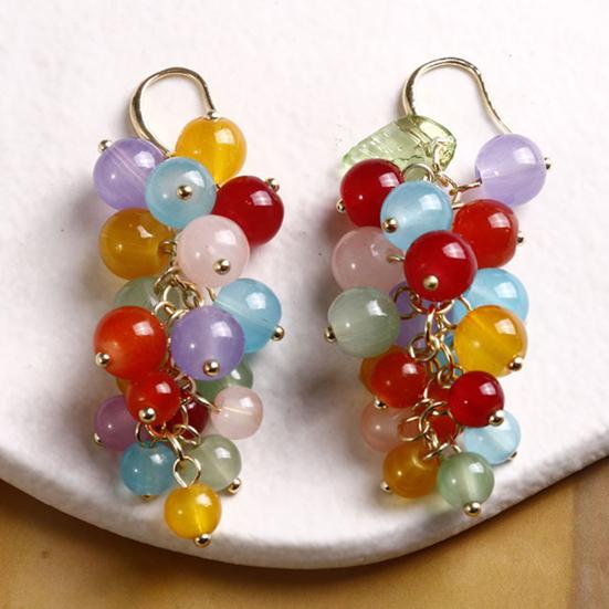 1 шт. Серьги-гроздья в виде винограда, женские серьги-крючки, серьги-фрукты, висячие серьги с искусственным кристаллом, висячие серьги для вечеринок и клуба