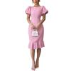 Cocktail & Evening Dresses - Women's Mermaid Dress, Ins Popular Round Neck Puff Sleeve Ruffle Hem, Elegant Sexy for Southeast Asia Vacation
