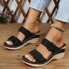 Summer Retro Casual Flower High Heel One-character Women's Wedge Slippers Breathable Foot Comfortable European and American