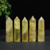 Unique Natural Crystal Beautiful Yellow Gem Home Decor Hexagonal Wand Column  Energy Stone Pyramid
