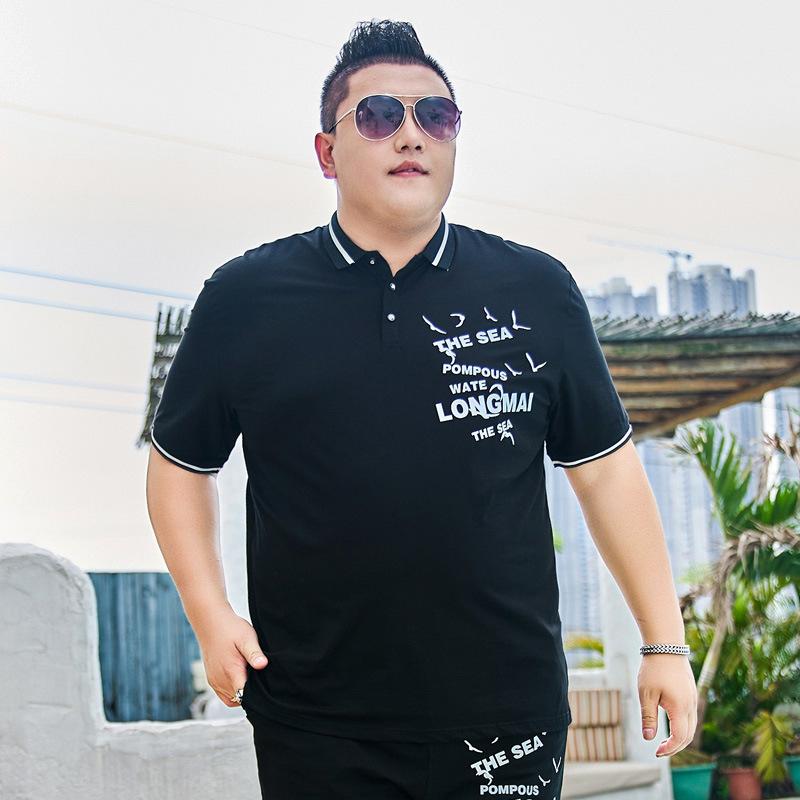 Fat Mens Plus Size Short Sleeve Lapel Polo Shirt Half Sleeve T-shirt Business Casual Ice Silk Cotton Summer Dress 5XL