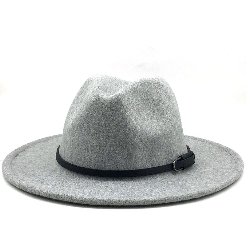 Новая женская и мужская шерстяная шляпа-федора с кожаной лентой, джентльменская элегантная женская кепка зима-осень с широкими полями, джазовая церковная панама-сомбреро