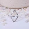 Open Diamond Shaped Ring, Geometric Minimalist Ring, Oxidized Silver Rhombus Jewelry, Contemporary Statement Gift, Dainty Stacking Ring