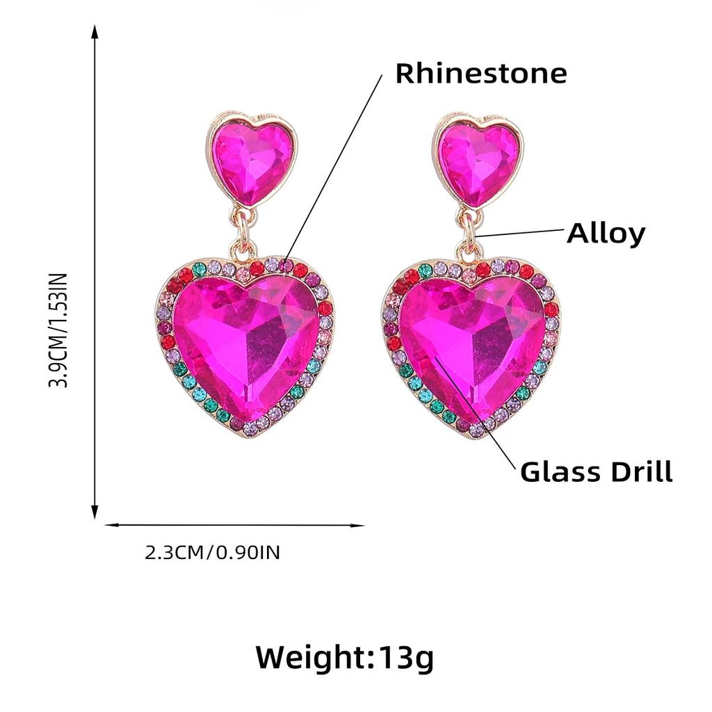 Модные металлические серьги в форме сердца со стразами и геометрическими геометрическими серьгами для женщин, элегантные милые висячие серьги, банкетные ювелирные аксессуары, аксессуары