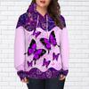Womens Fashion Multicolored Butterfly Print Loose Hoodie Tops Blouse Sweatshirt Casual Long Sleeve Pullover Tops