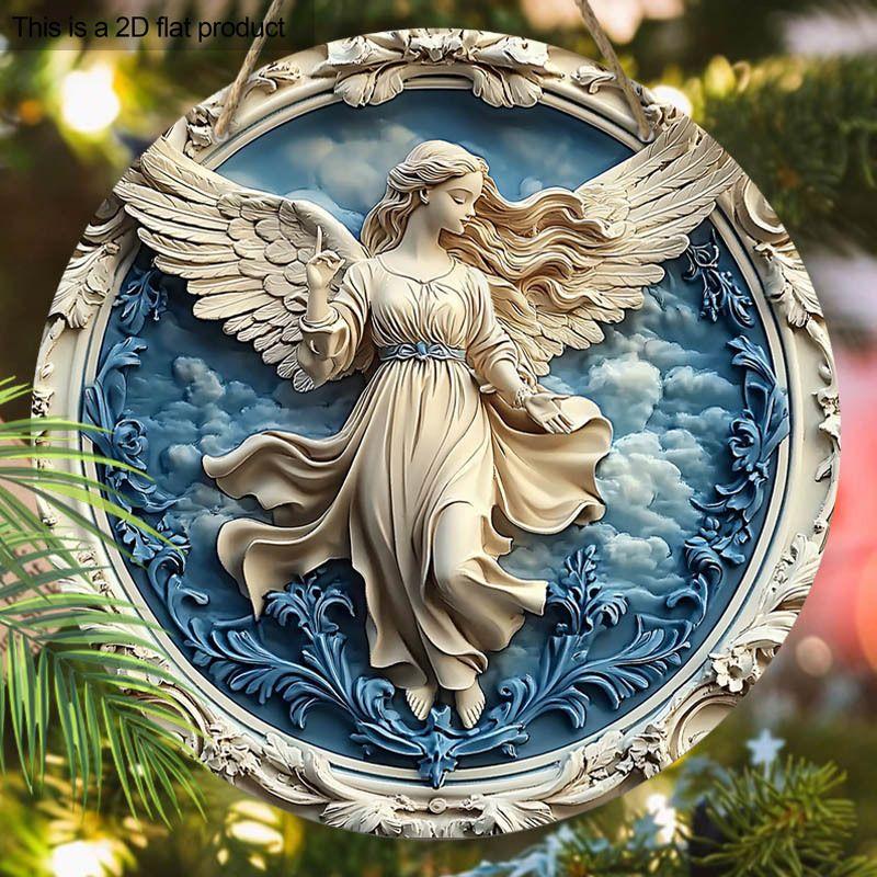 Pendant with Angel Pattern, Decoration of Home Walls or Doors, 2d Flat Wooden, Christmas Decoration, Gifts for Friends and Family