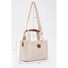 Cream Shk138 2 Compartment Canvas Fabric Adjustable Strap Zippered Hand, Arm and Shoulder Bag U:17 G:24