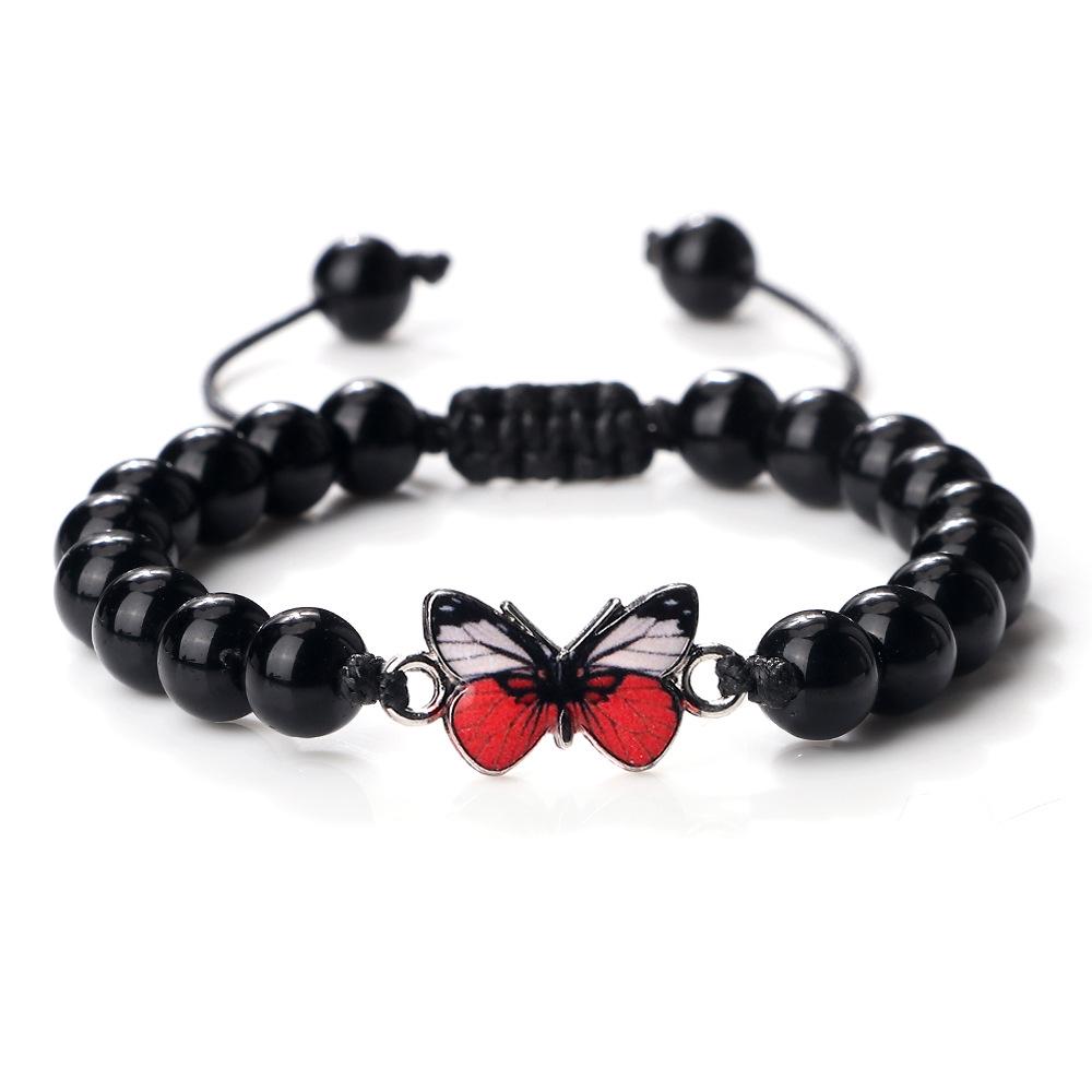 Adjustable Hand-Woven Bracelet with Butterfly Pendant for Women, Men's Gift, In Stock