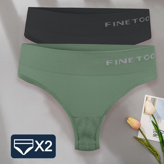 FINETOO 2 шт./компл. M-XXL Bodyshaper трусики-стринги женское тонкое нижнее белье женское нижнее белье сексуальные женские стринги трусы с высокой талией