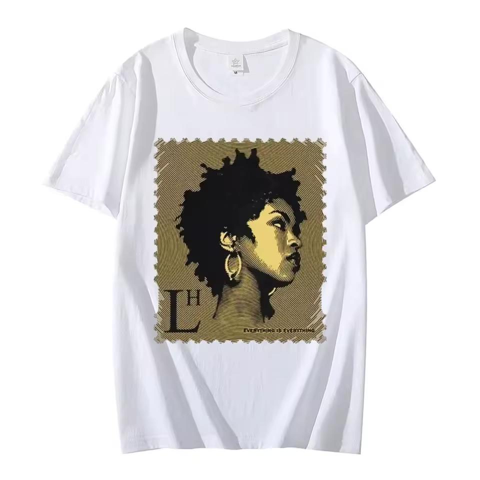 Lauren Hill Rap Singer Music Album Pattern T-shirt Men's T-shirt Summer New Product Suitable for Both Men and Women