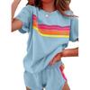 Minimalist Female Lounge Set With Color Blocking Polyester Blend For Casual Wear