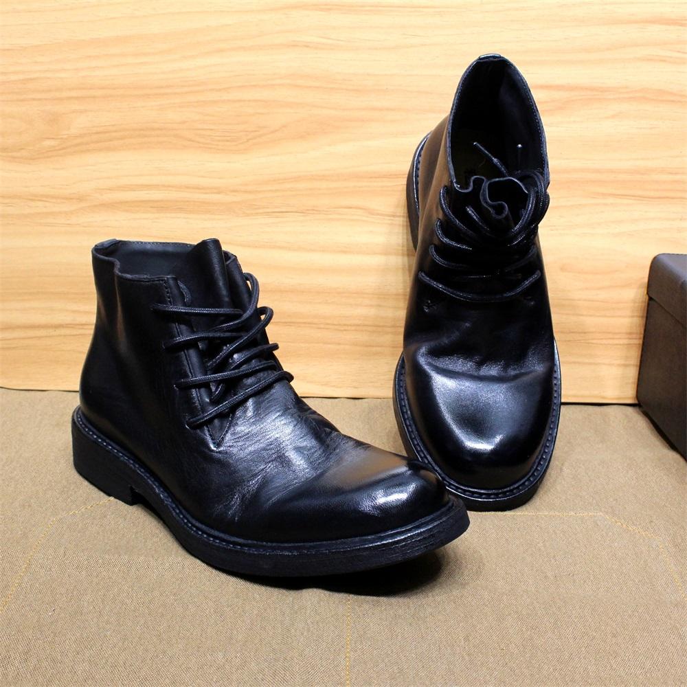 Модные мужские ботильоны в британском стиле, из мягкой телячьей кожи, ручной работы, мотоциклетные ботинки, кожаная подошва, удобная шнуровка, зимняя обувь