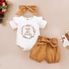 Newborn Baby Girls Ruffles Letter Print Bodysuit Romper+Dot Shorts Outfits