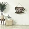 Wooden Coffee Cup Doorplate Vintage Door Pendant Coffee Shop Signage Background Prop