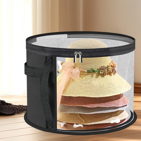 Круглая сумка для хранения шляп, складной прозрачный органайзер для ковбойских шляп, чехол для шляп с широкими полями с ручками для переноски для шкафа, ковбойские солнцезащитные шляпы