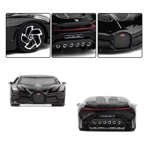1/64 Scale Bugatti La Voiture Noire Diecast Model Car with Metal Chassis and Shock-Absorbing Design, Perfect for Collectible Model Decoration (Color: