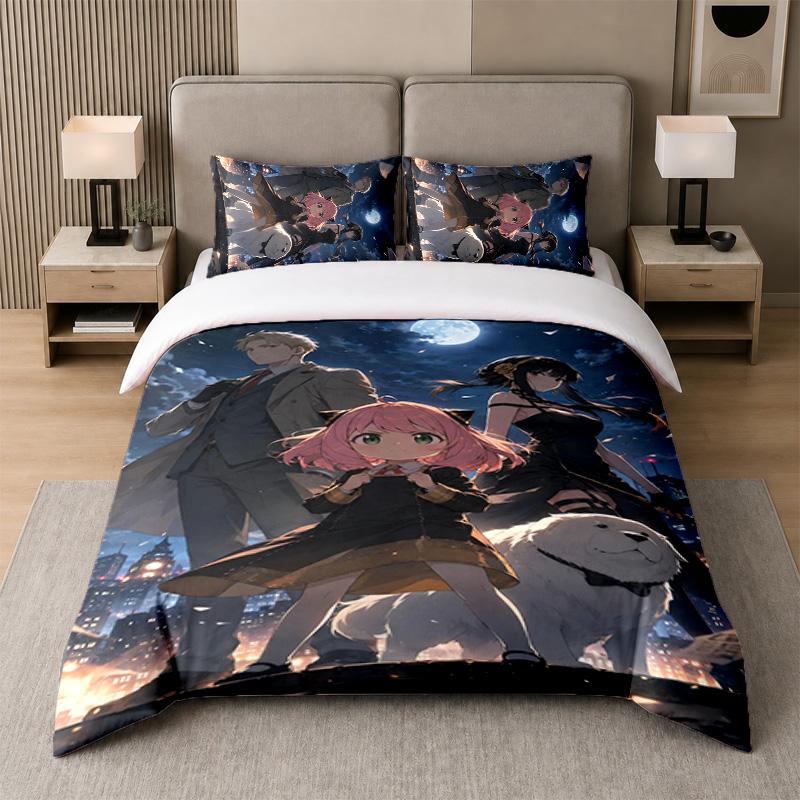 3Pcs Bed Set,Spy × Family 1 Duvet Cover and 2 Pillowcases, Printed Bedding Decor For Guest Room