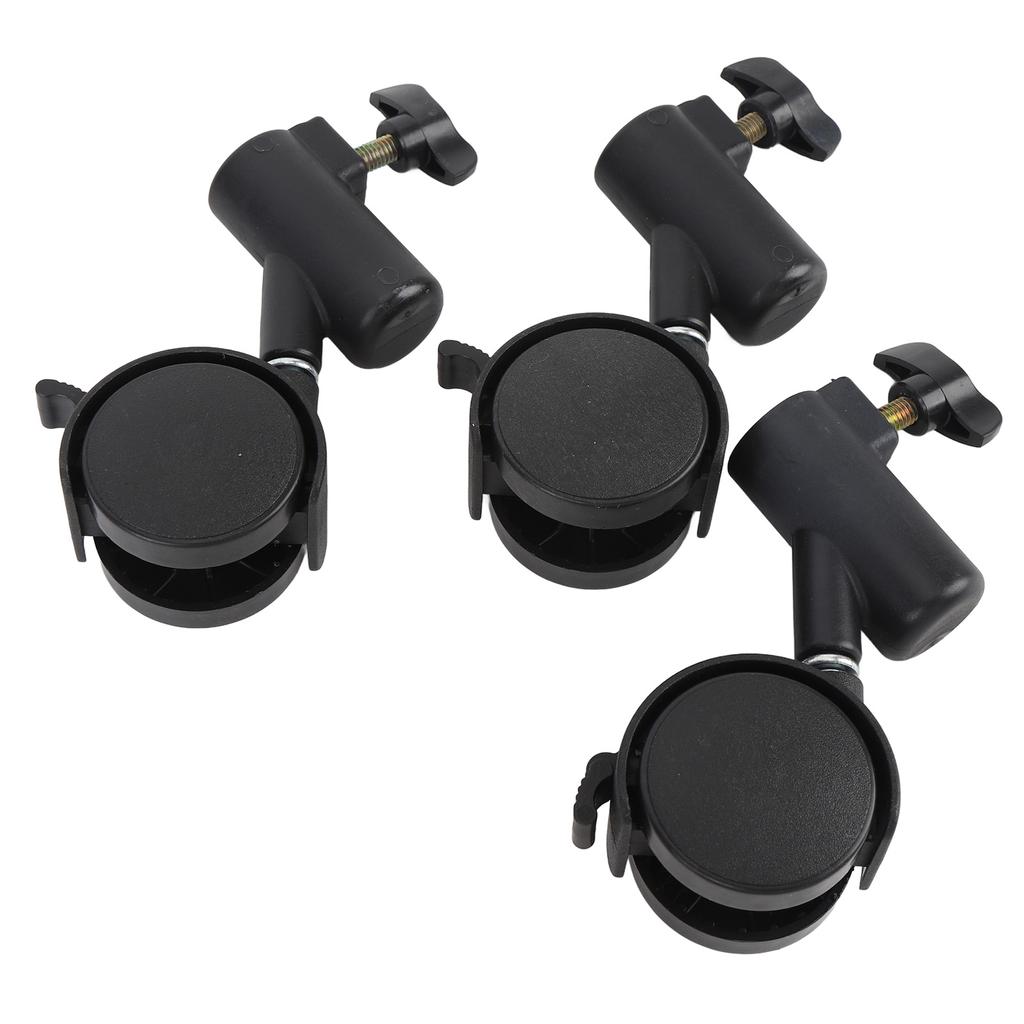 3pcs Light Stand Wheels with Brake 16MM 360 degrees  Rotating Quiet Easy to Install Tripod Swivel Casters for Live
