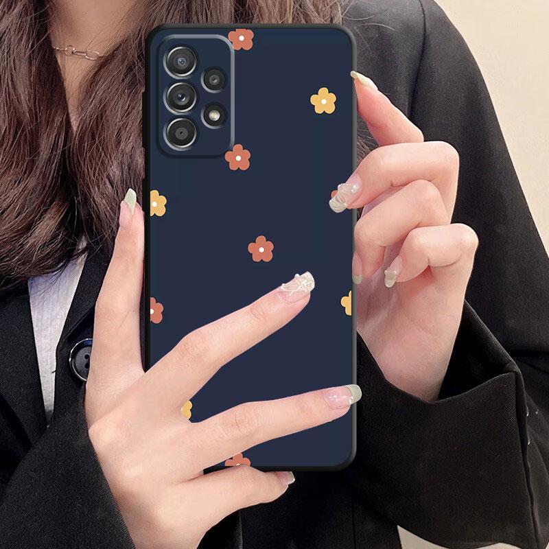 Милый чехол с цветочным рисунком для Samsung Galaxy A71 A31 A51 A32 A72 A52 A23 A13 A33 A21s A22 A53 A11 A52s A12, матовая броня, черный мягкий чехол