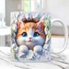 1PCS 11 Oz 3D Cute Cat Hole Wall Cup Coffee Mug Cute Mother's Day Party Gift for Friends and Family Birthday 350ML