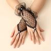 Gothic Short Black Gloves Female Harajuku Lace Bridal Wedding Halloween Lolita Dress Net Gauze Bow Hand Sleeve Fishnet Gloves