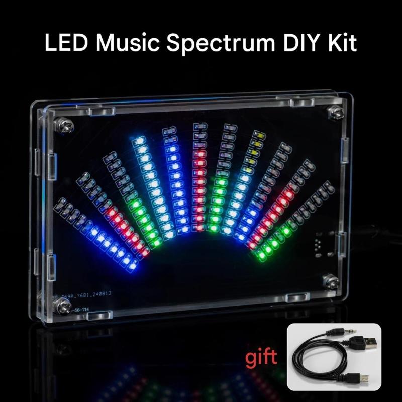 DIY LED Sound Spectrum Analyzers Kit With PCB Board And Protective Enclosure For Electronics Learning Projects