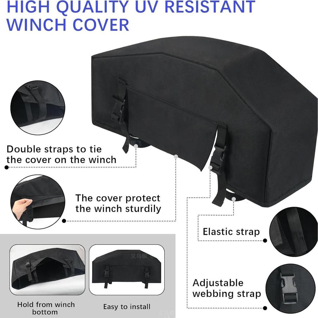 Winch Dust Cover UV Protection Adjustable Straps Oxford Waterproof Winch Accessories For Snow Automobile Automotive Car Outdoor