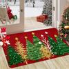 Festive Holiday Floor Rug Christmas Text Slogan Snowflakes Xmas Trees Reindeer Creative Pattern Decor Area Rug Porch Ornament